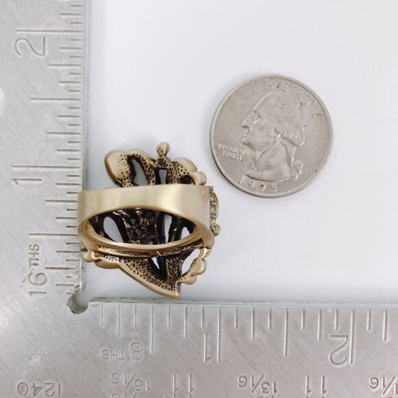 Signed Heidi Daus Swarovski Crystal Colorful Gold Tone Cocktail Ring Size 6.75 - Picture 10 of 10